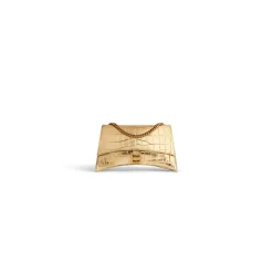 Borsa Con Catena Crush Xs Metallizzata Con Lavorazione Coccodrillo  da Donna in Oro