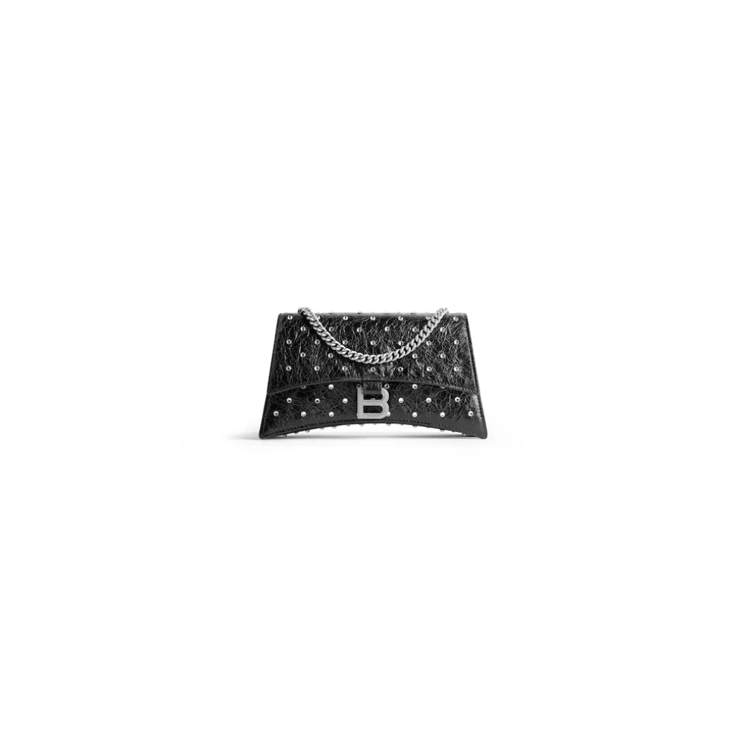 Borsa Con Catena Crush Xs Con Strass da Donna in Nero