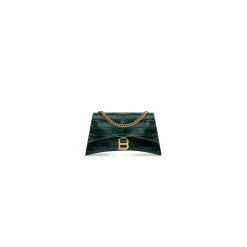 Borsa Con Catena Crush Xs Lavorazione Coccodrillo  da Donna in Verde Bosco