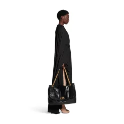Borsa Con Catena Monaco Grande da Donna in Nero
