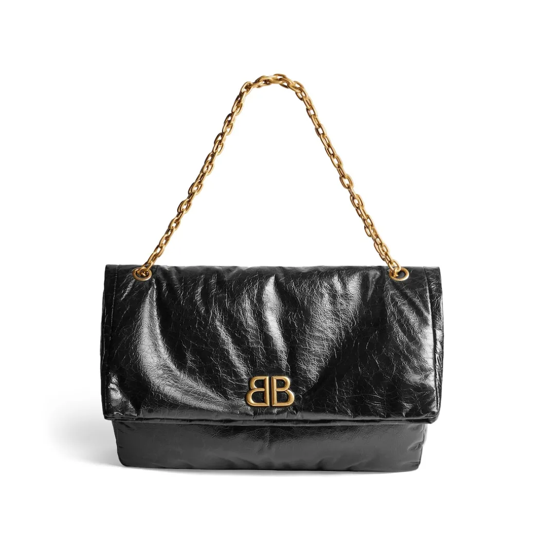 Borsa Con Catena Monaco Grande da Donna in Nero