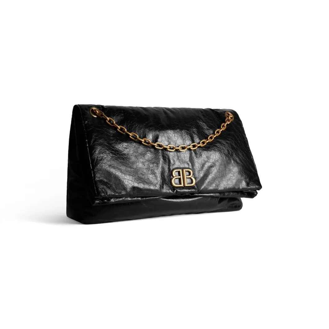 Borsa Con Catena Monaco Grande da Donna in Nero