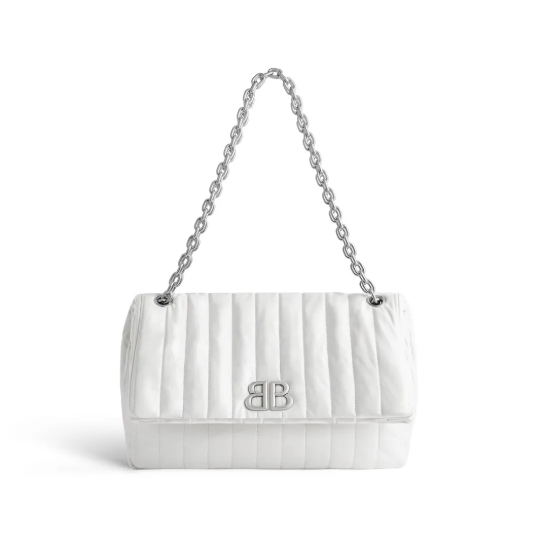 Borsa Con Catena Monaco Media Trapuntata da Donna in Crema