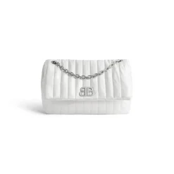 Borsa Con Catena Monaco Media Trapuntata da Donna in Crema
