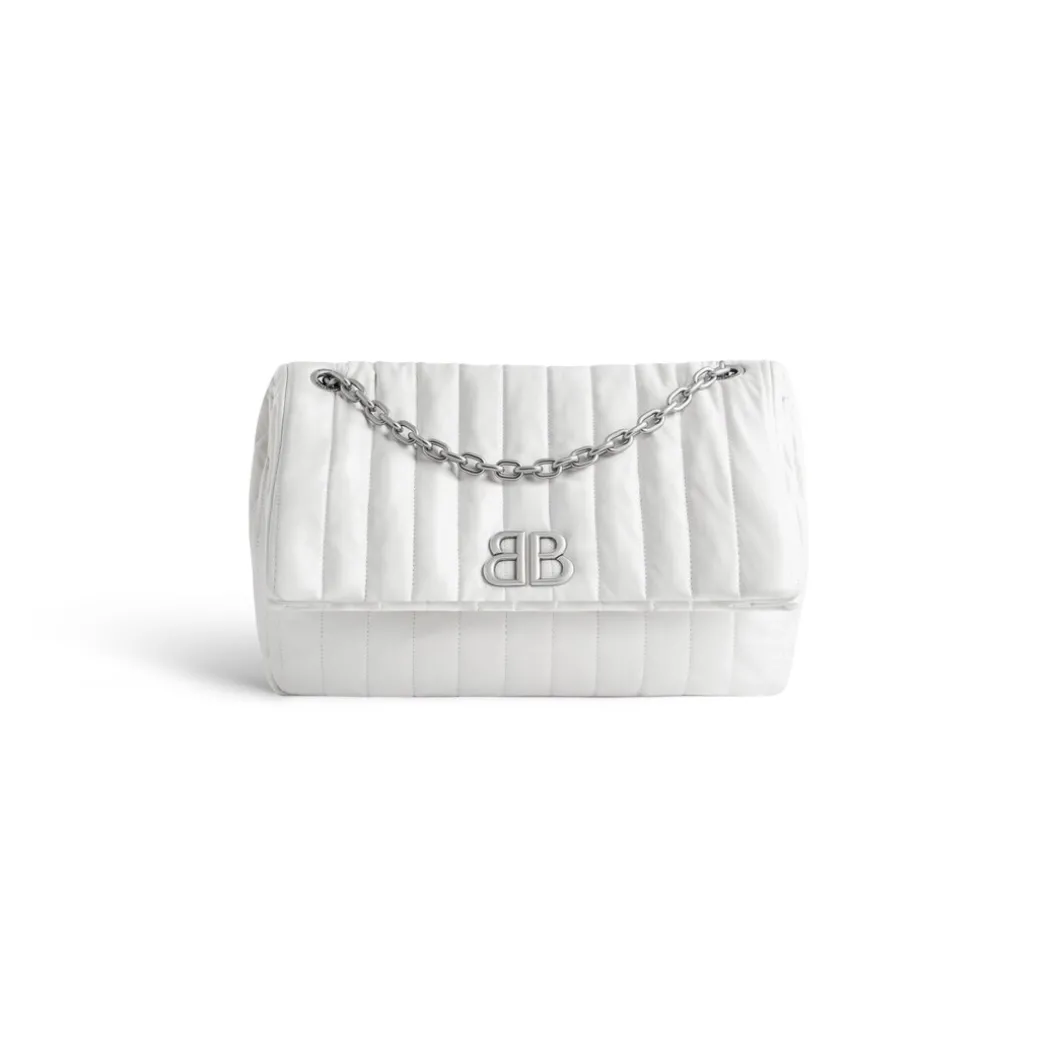 Borsa Con Catena Monaco Media Trapuntata da Donna in Crema