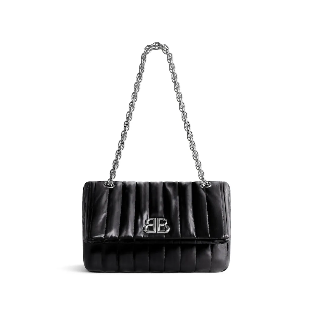 Borsa Con Catena Monaco Piccola Trapuntata da Donna in Nero