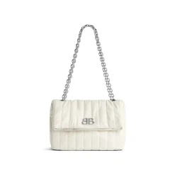 Borsa Con Catena Monaco Piccola Trapuntata  da Donna in Bianco