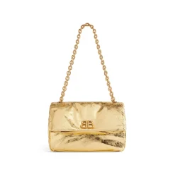Borsa Con Catena Monaco Piccola Metallizzata  da Donna in Oro