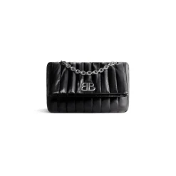 Borsa Con Catena Monaco Piccola Trapuntata da Donna in Nero