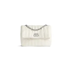 Borsa Con Catena Monaco Piccola Trapuntata  da Donna in Bianco