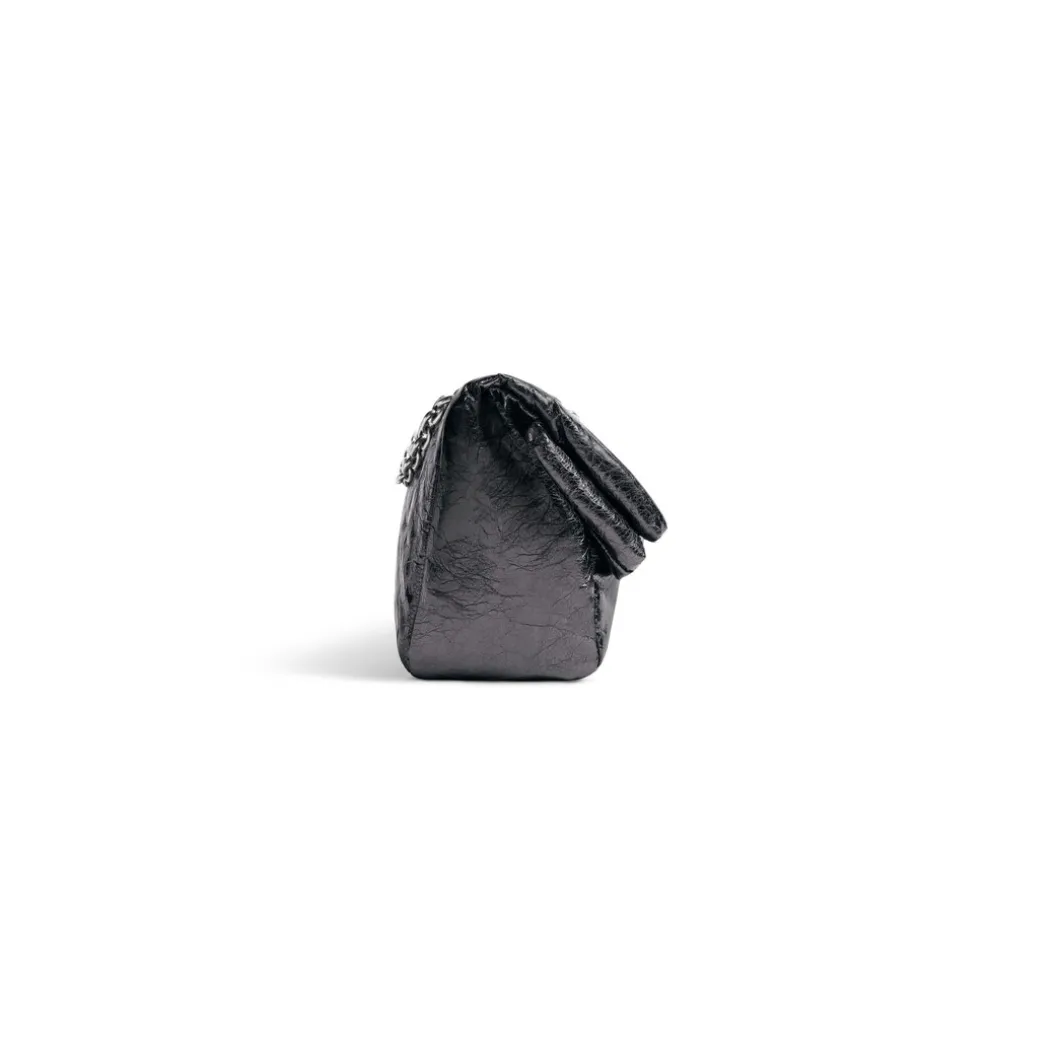 Borsa Con Catena Monaco Piccola Metallizzata da Donna in Grigio Scuro