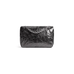 Borsa Con Catena Monaco Piccola Metallizzata da Donna in Grigio Scuro