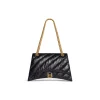 Borsa Crush Con Catena Media Trapuntata  da Donna in Nero