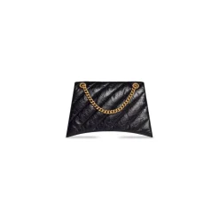 Borsa Crush Con Catena Media Trapuntata  da Donna in Nero