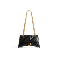 Borsa Crush Con Catena Piccola Trapuntata  da Donna in Nero