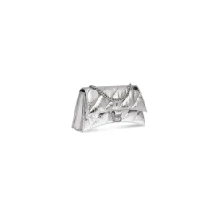Borsa Crush Con Catena Xs Trapuntata E Metallizzata  da Donna in Argento