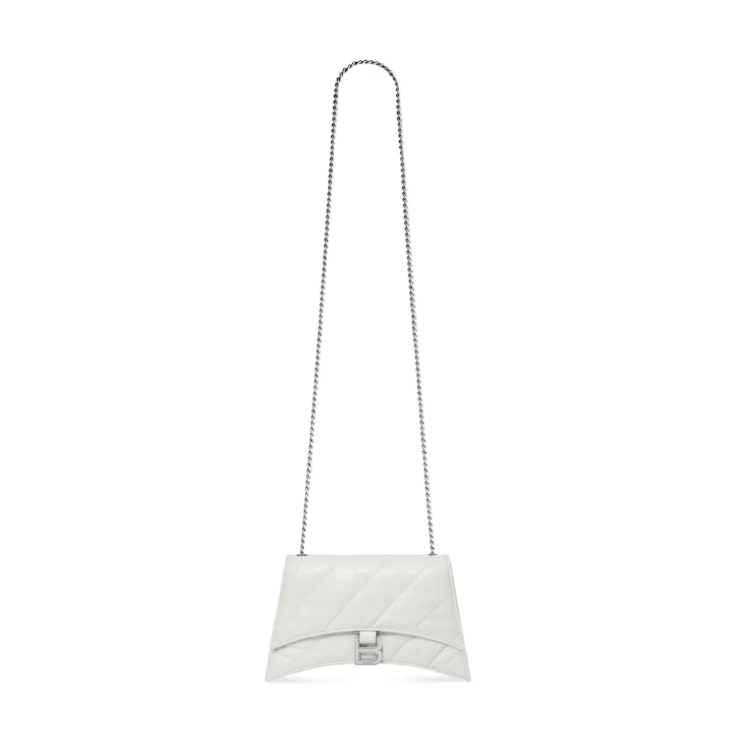Borsa Crush Con Catena Xs Trapuntata da Donna in Bianco Ottico