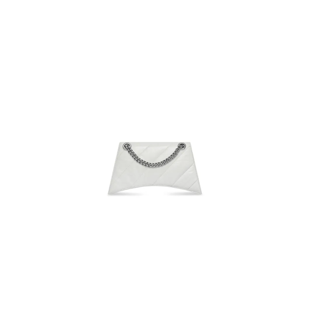 Borsa Crush Con Catena Xs Trapuntata da Donna in Bianco Ottico