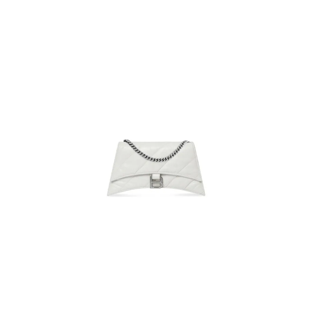Borsa Crush Con Catena Xs Trapuntata da Donna in Bianco Ottico