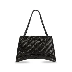 Borsa Crush Large Bag Trapuntata Con Catena  da Donna in Nero
