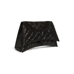 Borsa Crush Large Bag Trapuntata Con Catena  da Donna in Nero