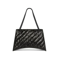 Borsa Crush Large Bag Trapuntata Con Catena  da Donna in Nero