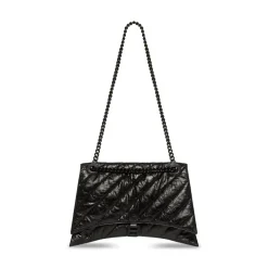Borsa Crush Large Bag Trapuntata Con Catena  da Donna in Nero