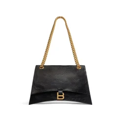 Borsa Crush Media Con Catena da Donna in Nero
