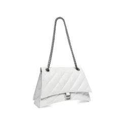Borsa Crush Media Trapuntata Con Catena  da Donna in Bianco Ottico