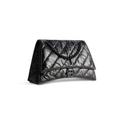 Borsa Crush Media Trapuntata Con Catena  da Donna in Nero