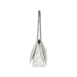 Borsa Crush Media Trapuntata Con Catena  da Donna in Bianco Ottico