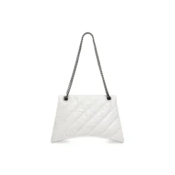 Borsa Crush Media Trapuntata Con Catena  da Donna in Bianco Ottico