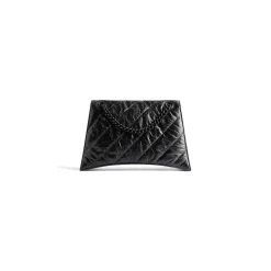 Borsa Crush Media Trapuntata Con Catena  da Donna in Nero