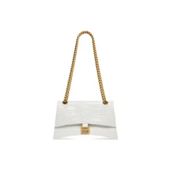 Borsa Crush Piccola Con Catena Con Lavorazione Coccodrillo da Donna in Bianco Ottico