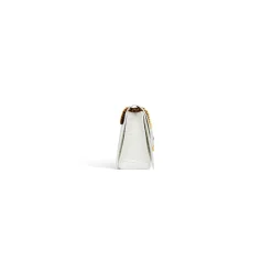 Borsa Crush Piccola Con Catena Con Lavorazione Coccodrillo da Donna in Bianco Ottico