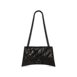 Borsa Crush Piccola Trapuntata Con Catena  da Donna in Nero