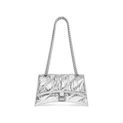 Borsa Crush Piccola Trapuntata E Metallizzata Con Catena  da Donna in Argento
