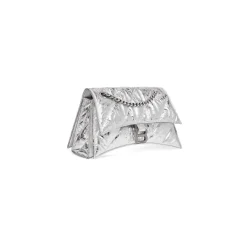 Borsa Crush Piccola Trapuntata E Metallizzata Con Catena  da Donna in Argento