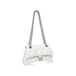 Borsa Crush Piccola Trapuntata Con Catena  da Donna in Bianco Ottico