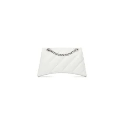 Borsa Crush Piccola Trapuntata Con Catena  da Donna in Bianco Ottico