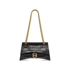 Borsa Crush Small Con Catena Con Lavorazione Coccodrillo  da Donna in Nero