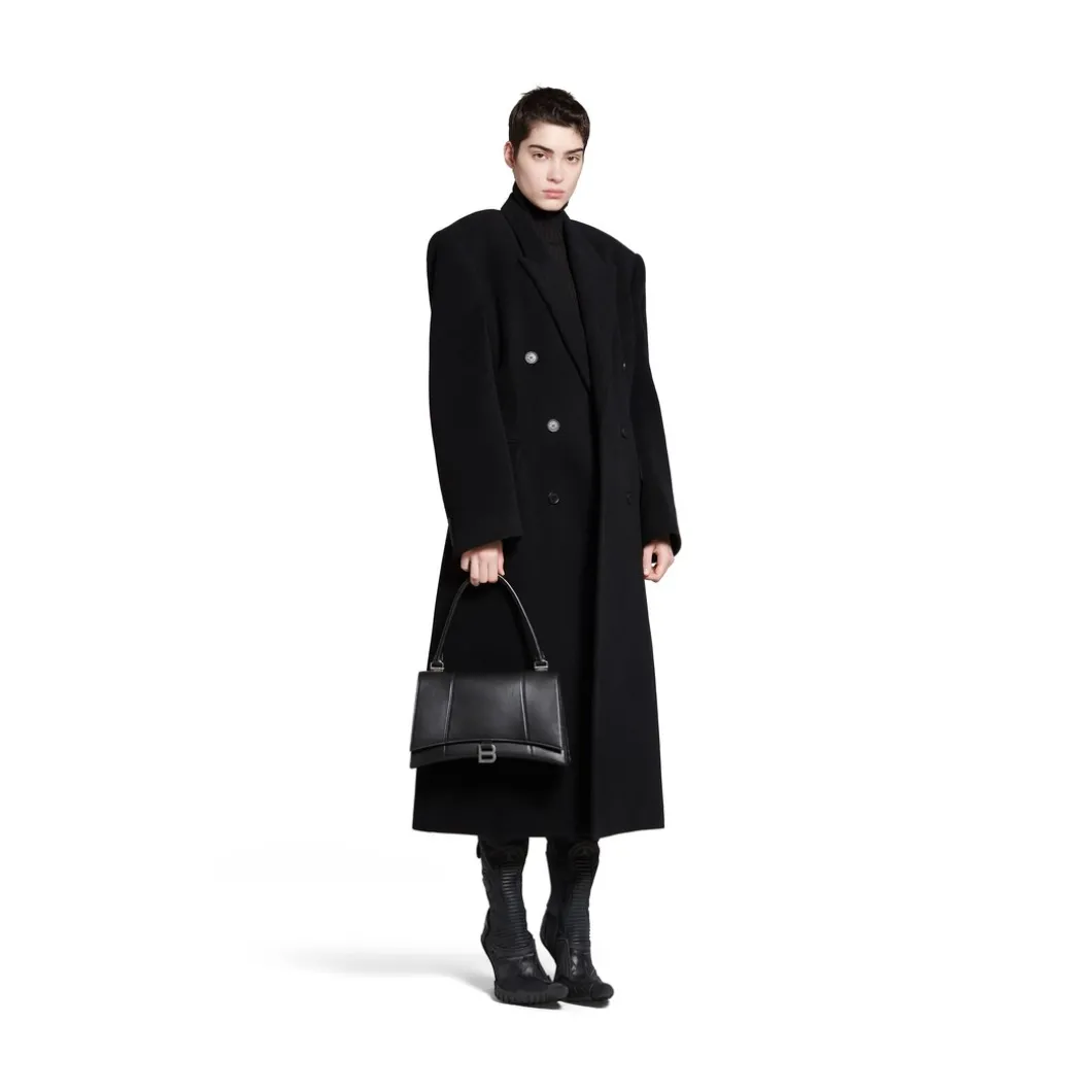 Borsa Hourglass Hinge Media da Donna in Nero