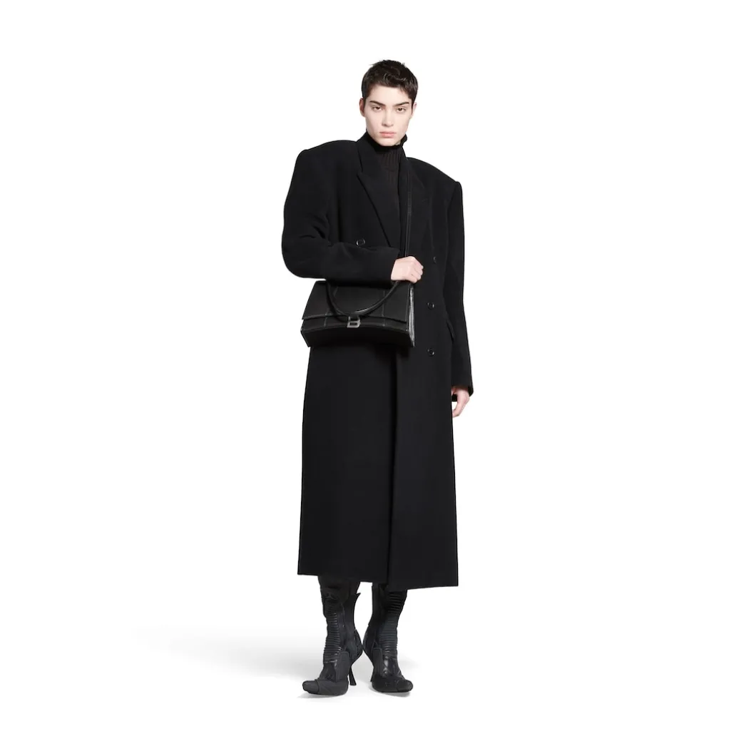 Borsa Hourglass Hinge Media da Donna in Nero