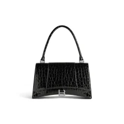 Borsa Hourglass Hinge Media Con Lavorazione Coccodrillo  da Donna in Nero