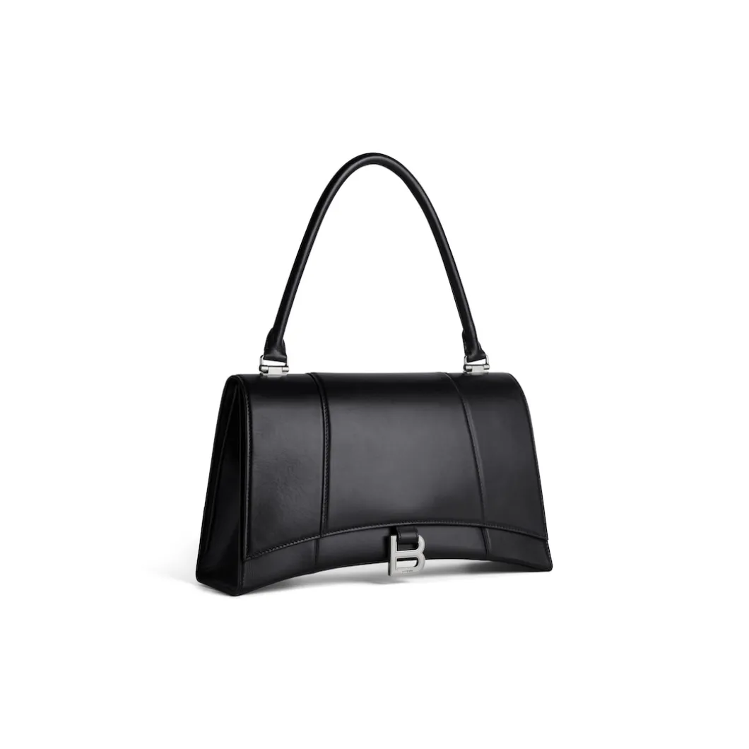 Borsa Hourglass Hinge Media da Donna in Nero
