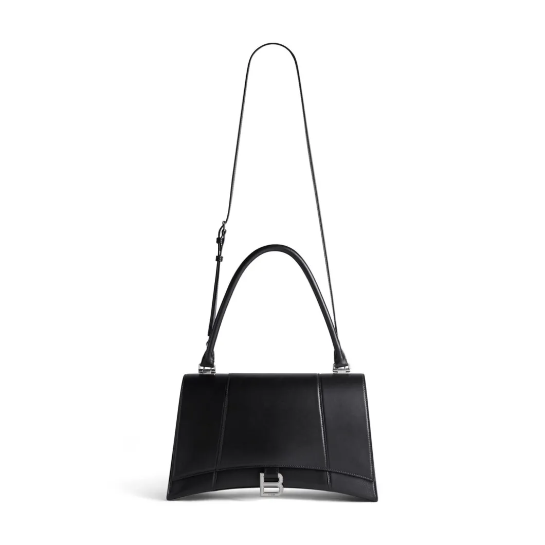 Borsa Hourglass Hinge Media da Donna in Nero