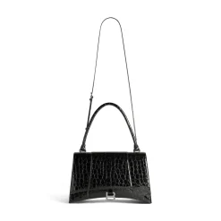 Borsa Hourglass Hinge Media Con Lavorazione Coccodrillo  da Donna in Nero