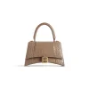 Borsa Hourglass Piccola Con Lavorazione Coccodrillo  da Donna in Marrone Chiaro