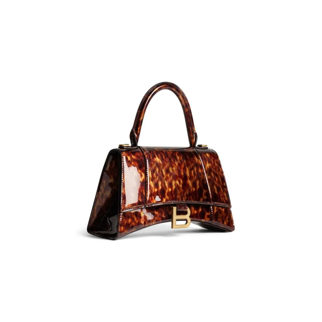 Borsa Hourglass Piccola Con Stampa Tartarugata da Donna in Marrone
