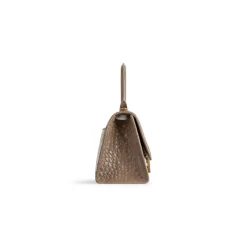 Borsa Hourglass Piccola Con Lavorazione Coccodrillo  da Donna in Marrone Chiaro